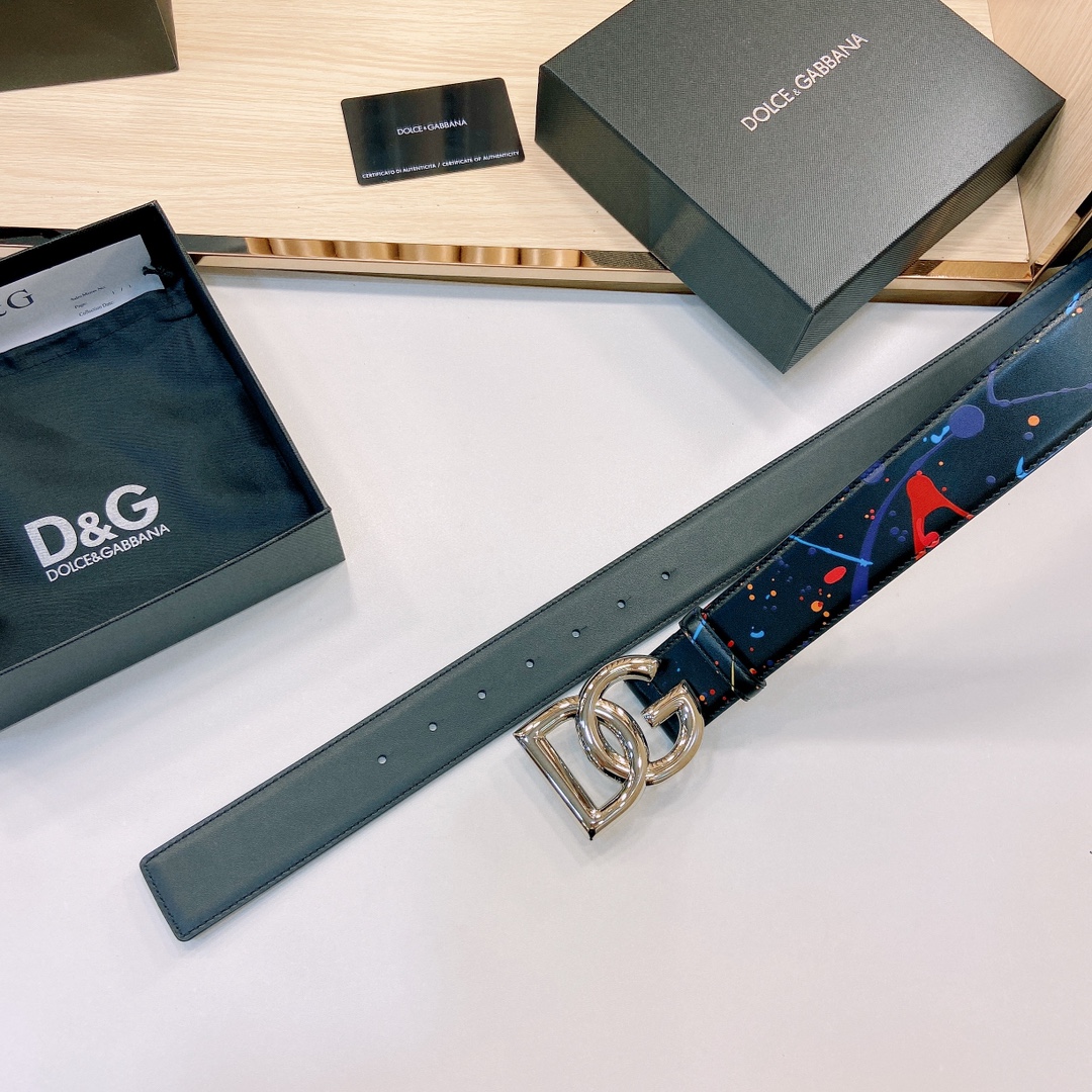 D&G官网新款.双面头层小牛皮宽:4