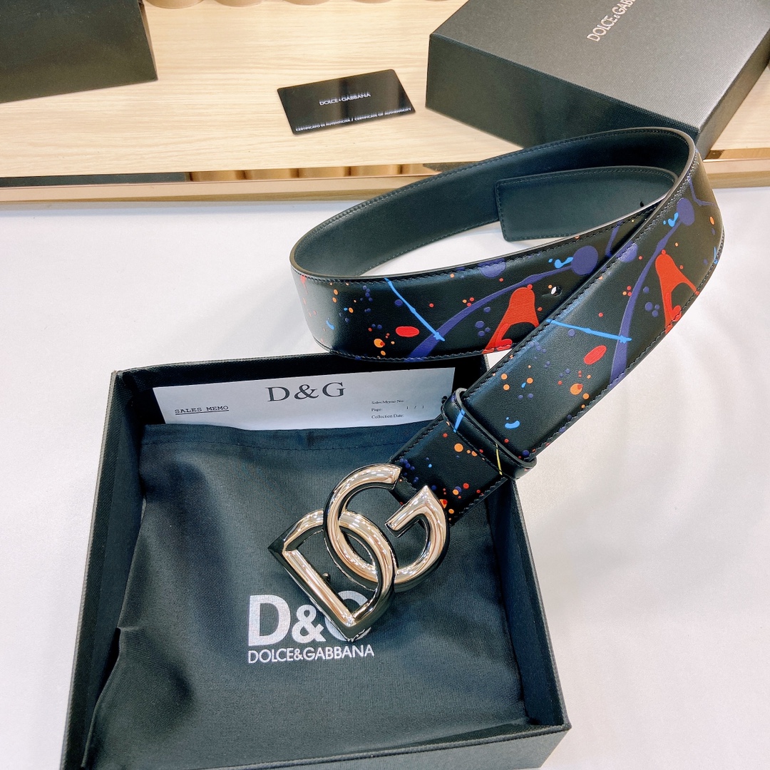 D&G官网新款.双面头层小牛皮宽:4
