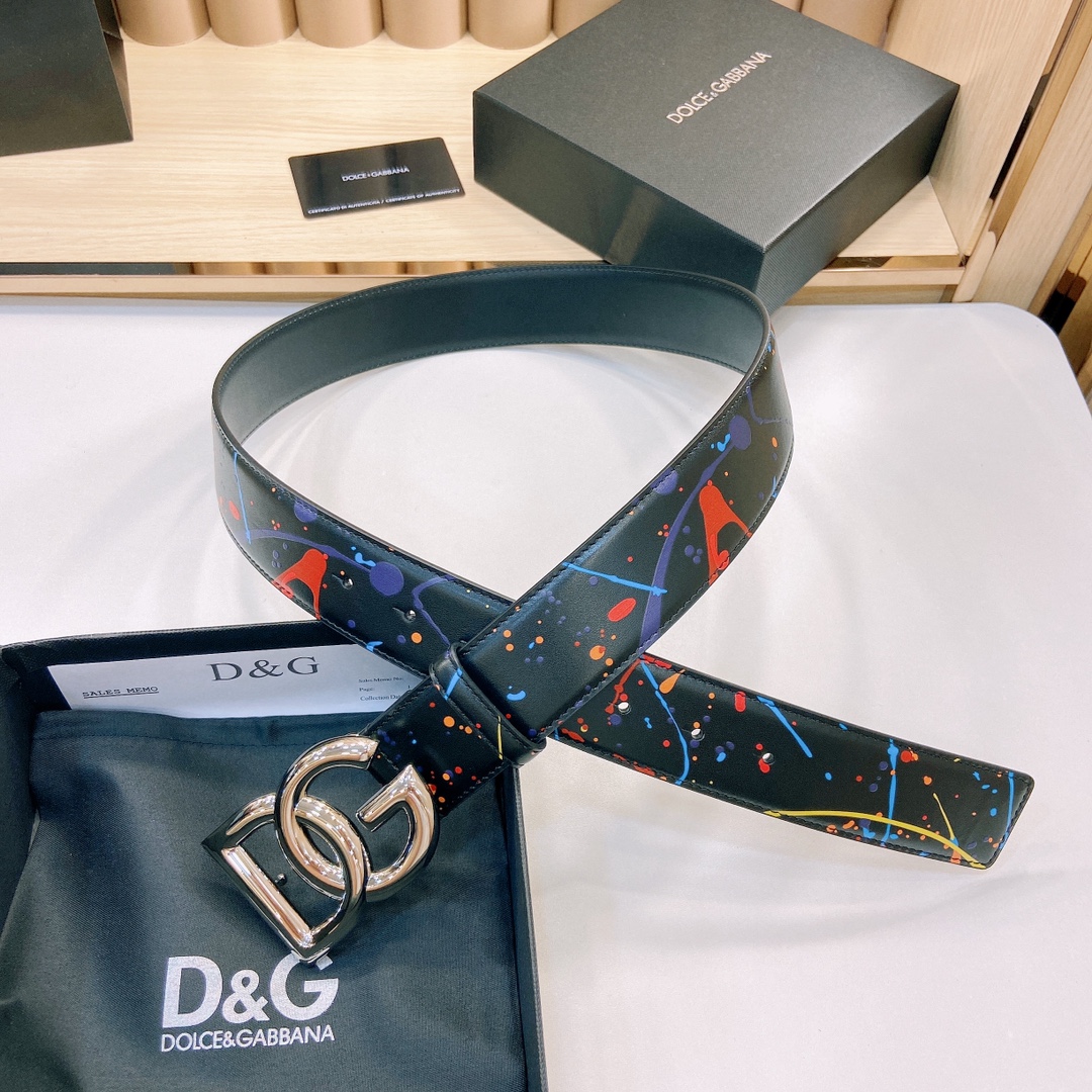 D&G官网新款.双面头层小牛皮宽:4