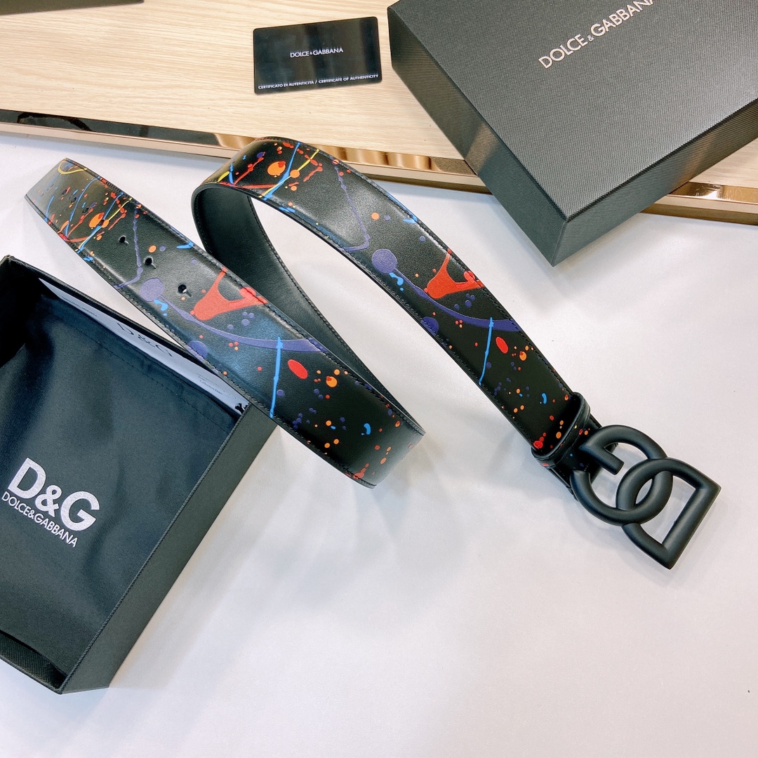 D&G官网新款.双面头层小牛皮宽:4
