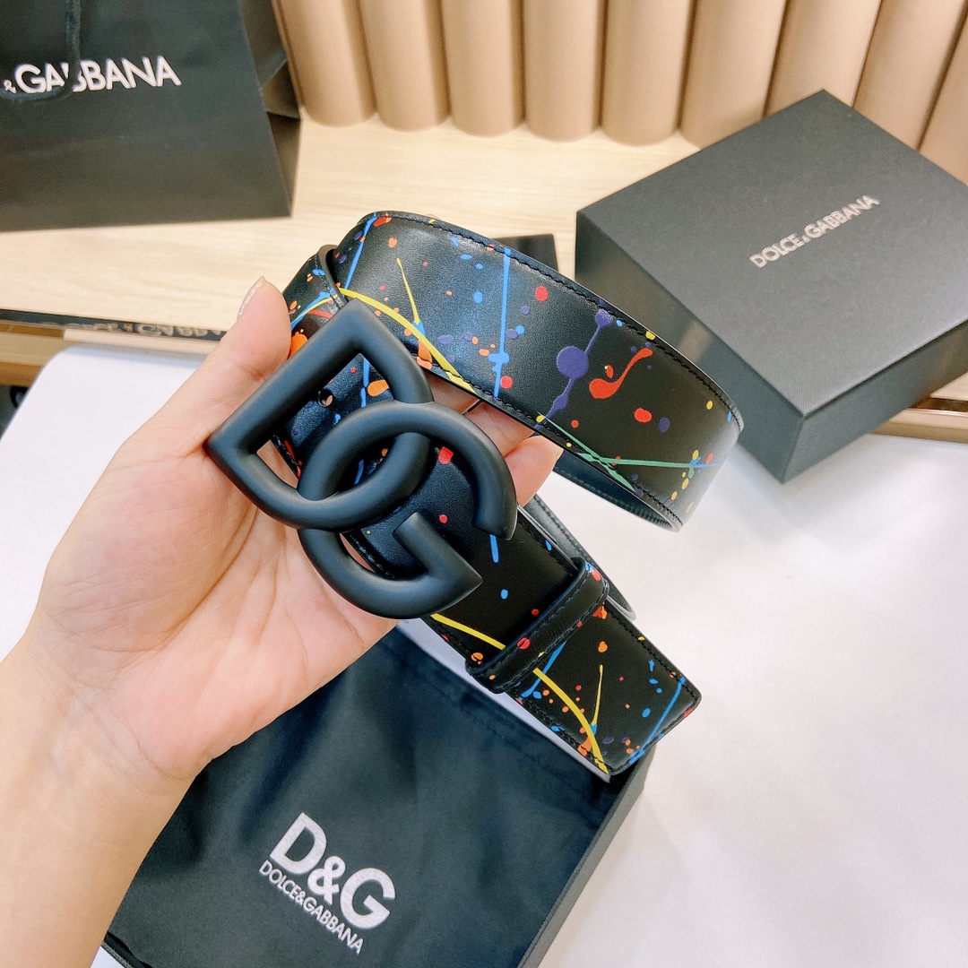 D&G官网新款.双面头层小牛皮宽:4