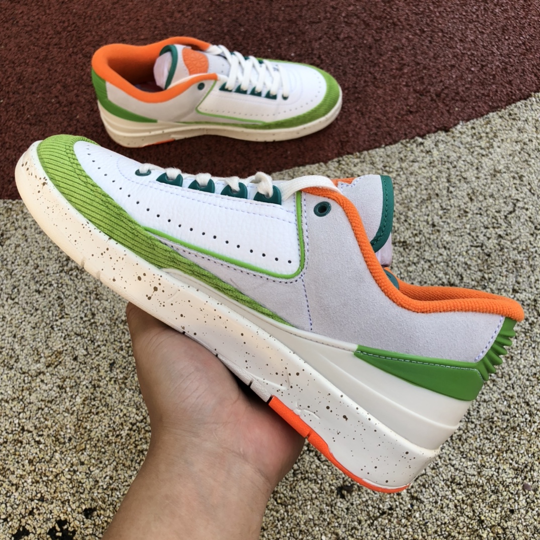 aj2白绿橙灯芯绒low Titan x Air Jordan 2 Low WMNS 联名灯芯绒 dv6206-183