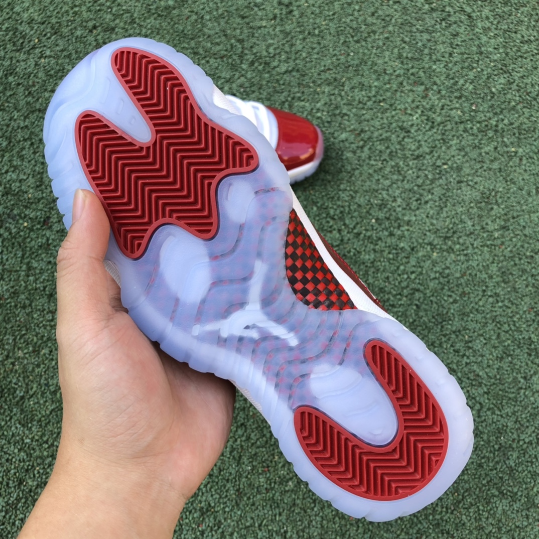 480  纯原版女款视频图Air Jordan 11 “Cherry” AJ11 乔11樱桃红真标真碳 女子高帮篮球鞋 378038-116