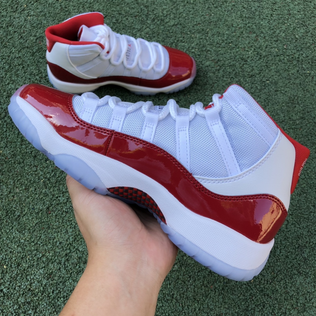 480  纯原版女款视频图Air Jordan 11 “Cherry” AJ11 乔11樱桃红真标真碳 女子高帮篮球鞋 378038-116