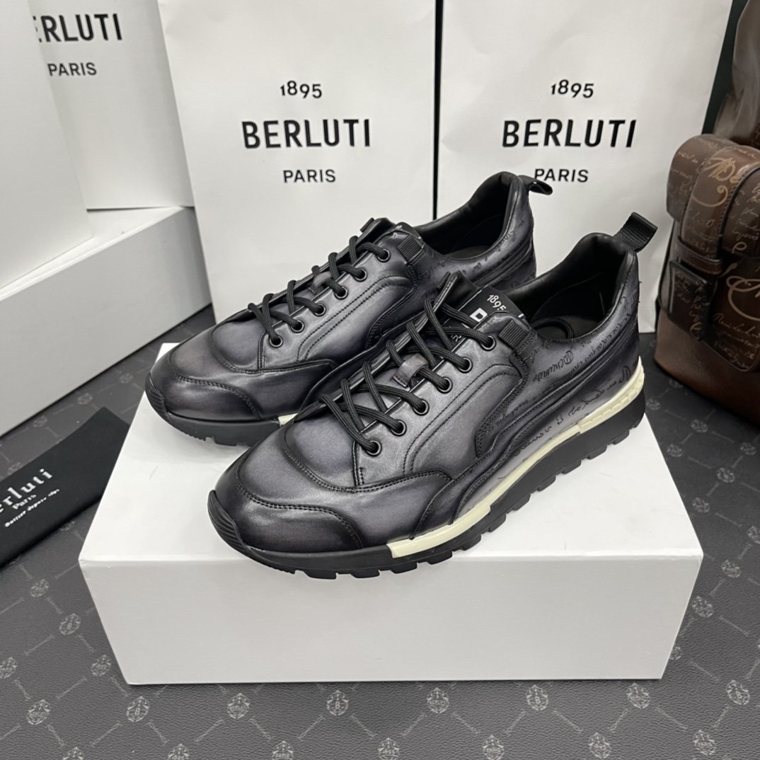 Berlut*布鲁提升级版第三代私模大底FastTrack皮革运动鞋官方13,200最新款男士休闲运动跑