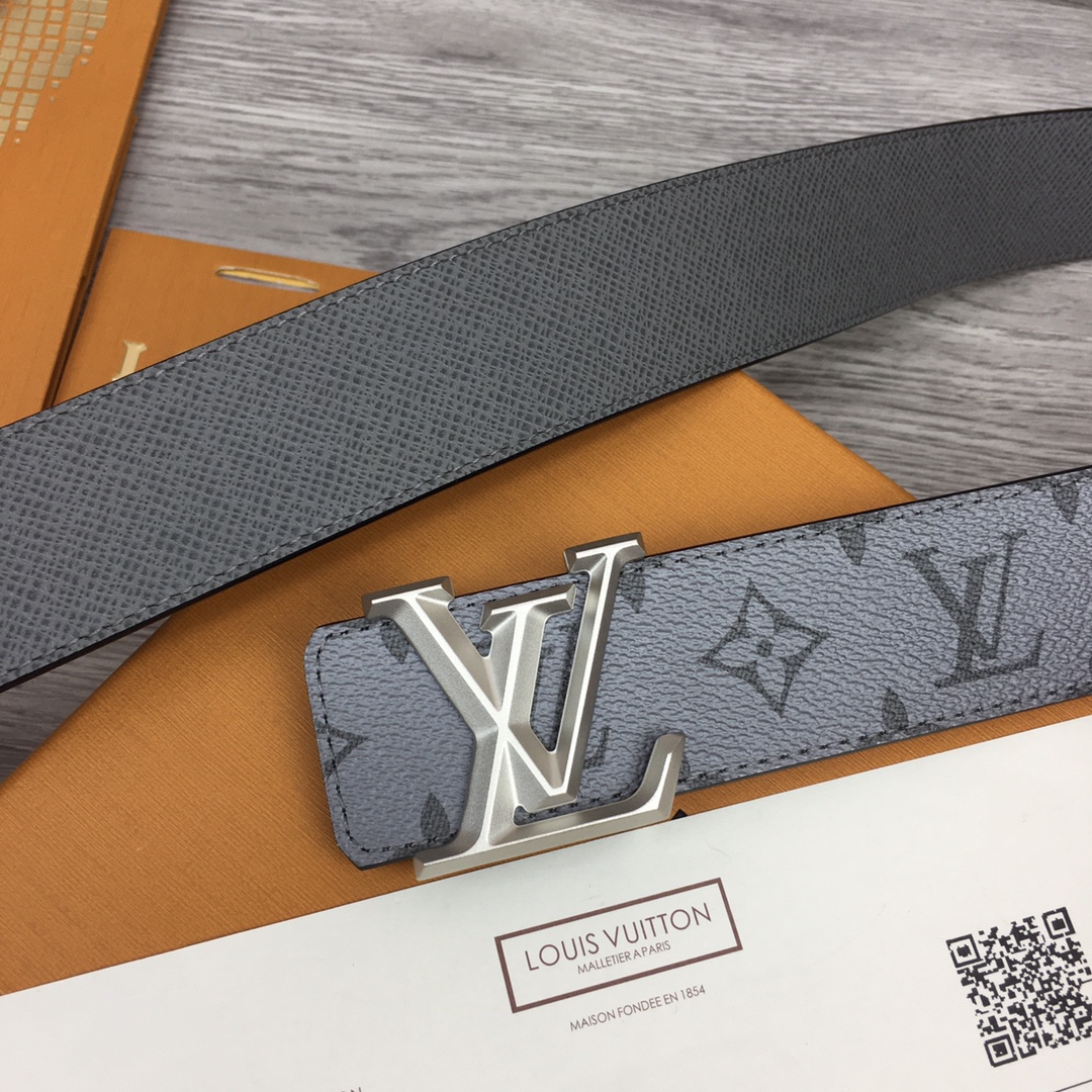 Louis Vuitton Belts Grey Men Epi Calfskin Canvas Cowhide