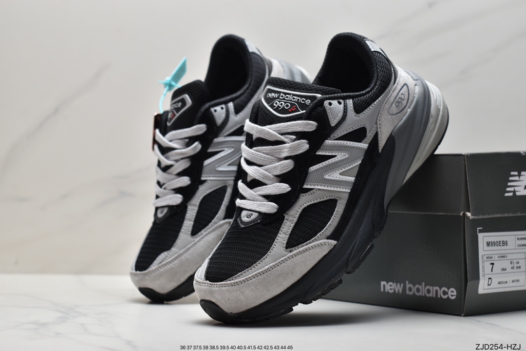 NB New Balance in USA M990V6 series American origin classic retro casual sports all-match dad running shoes ”Black Marl Silver 3M” M990BK6 Size: 36 37 37.5 38 38.5 39 40 40.5 41 42 42.5 43 44 45