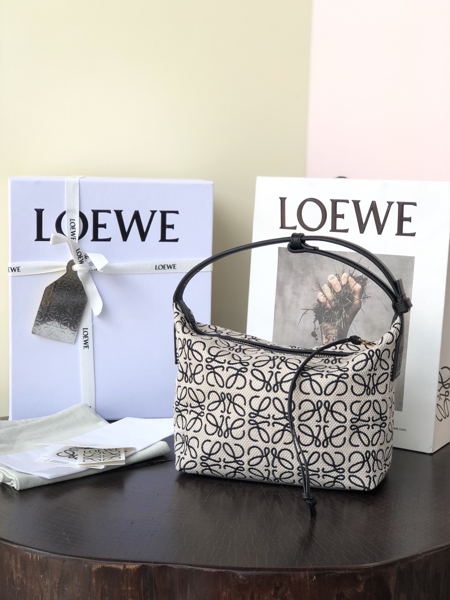 LOEWE Petit Sac Cubi Anagram en toile jacquard - Qualité supérieure