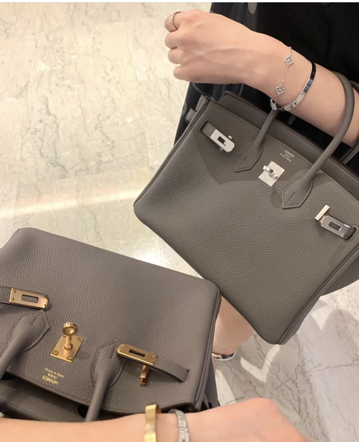 Hermès爱马仕 Birkin 25CM 𝐓𝐨𝐠𝐨牛皮铂金包 锡器灰/银扣