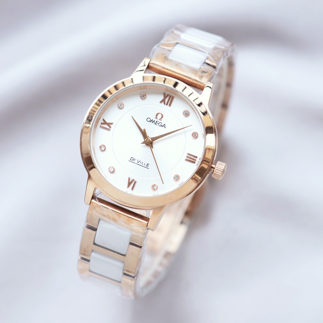 K0   OMEGA 欧米茄 Omega —时尚女士石英腕表，女神范十足的一款手表，超强时尚设计理念，进口石英机芯，顶级镀膜玻璃镜面，多颜色进口小牛皮搭配原装针扣，尺寸32mm， 实物拍摄 品质如一