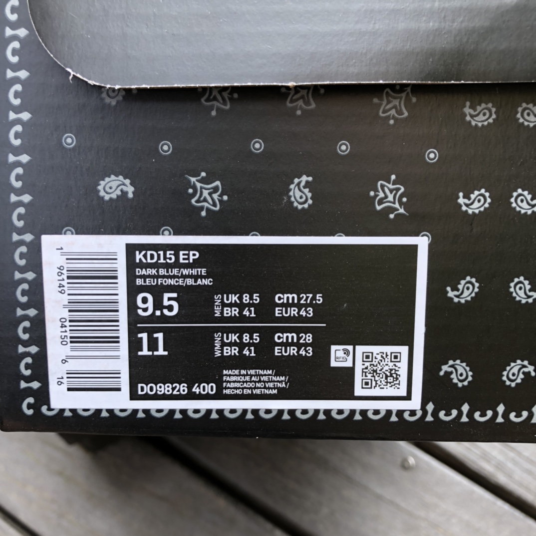 杜兰特15代蓝白 320  KD15 EP Zoom气垫杜兰特15代实战篮球运动鞋DO9826-400