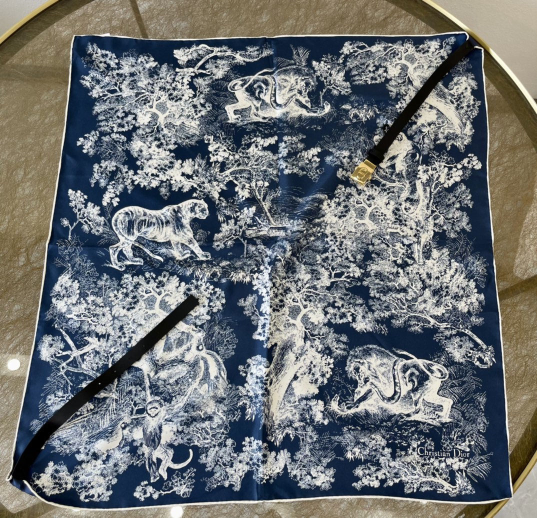 Dior迪奥100%桑蚕丝丛林抹胸丝巾