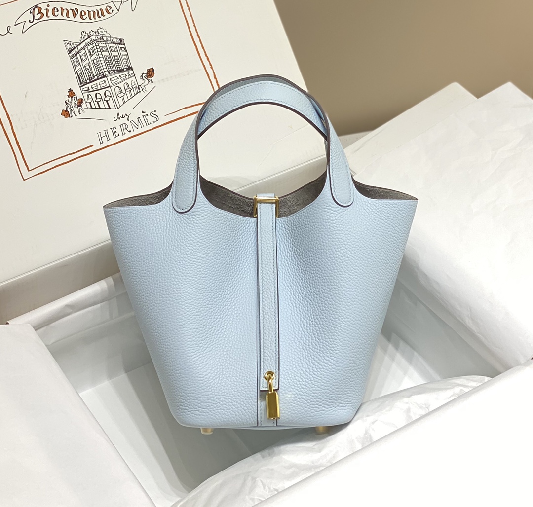Hermes Picotin Lock 22cm Bucket Bag - Togo Leather - Blue 2 i1658500326 7198 0