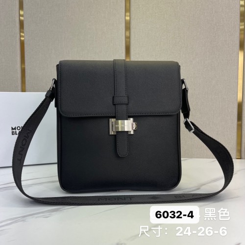 Montblanc Black Leather Crossbody Bag with Steel Lock, 24x26x6 cm 1 Montblanc Black Leather Crossbody Bag with Steel Lock, 24x26x6 cm