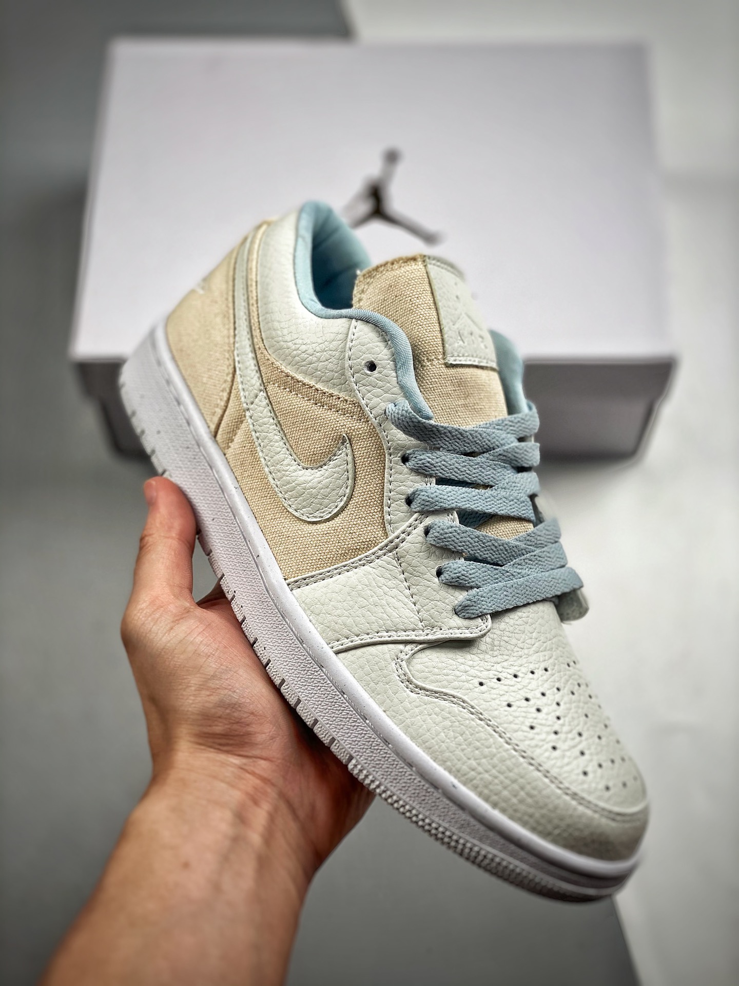 -4 Air Jordan 1 Low Crema Único en el mercado con piel de primera capa exclusiva, desarrollado a partir del calzado ori…