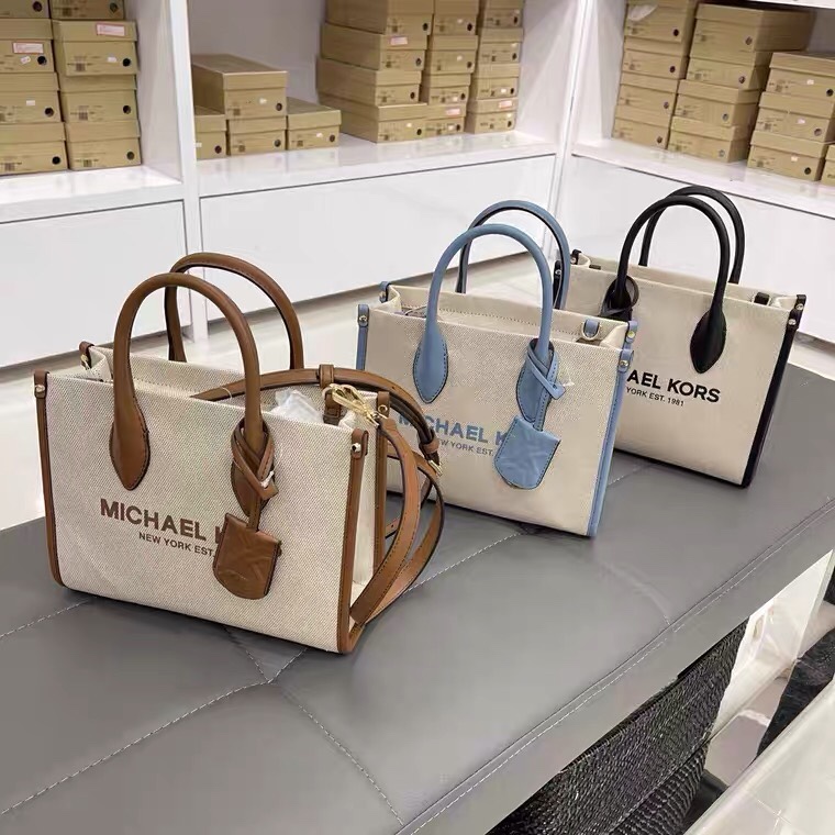 Michael Kors ～mk新款帆布配皮MIRELLA系列拖特包，尺寸：24×19×9