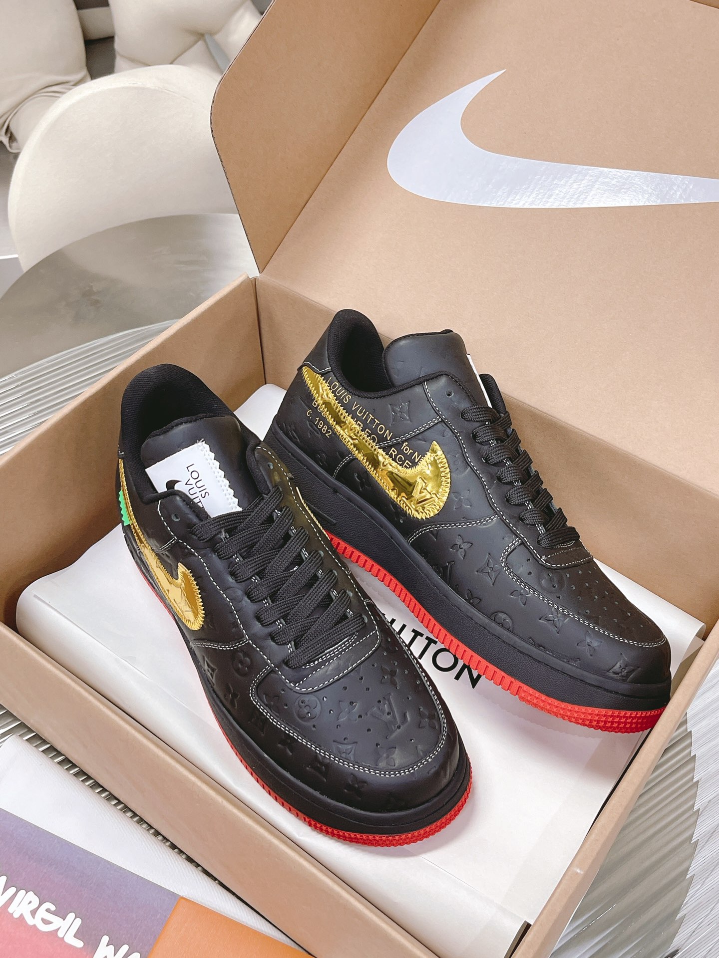 couple models Lv co-branded Nike Nike Air Jordan1 Low AJ1 Jordan generación de low-top clásico retro