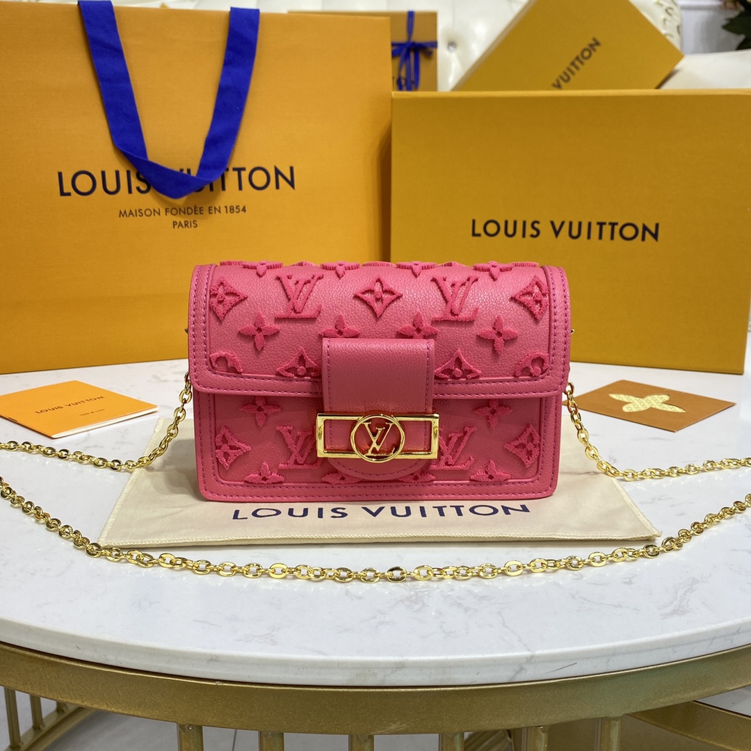Buy Luxury 2023
 Louis Vuitton LV Dauphine Bags Handbags Red Rose Embroidery Cowhide M20749