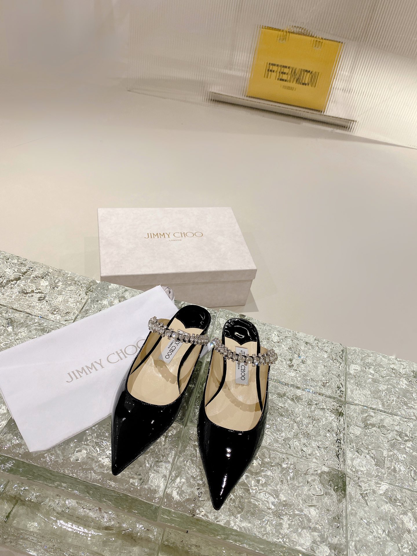 JIMMY CHOO ポインテッドトゥパンプス 輸入エナメル フルグレインクリスタルシープスキン イタリア製本革底 1.0/6.5/8.5cm
