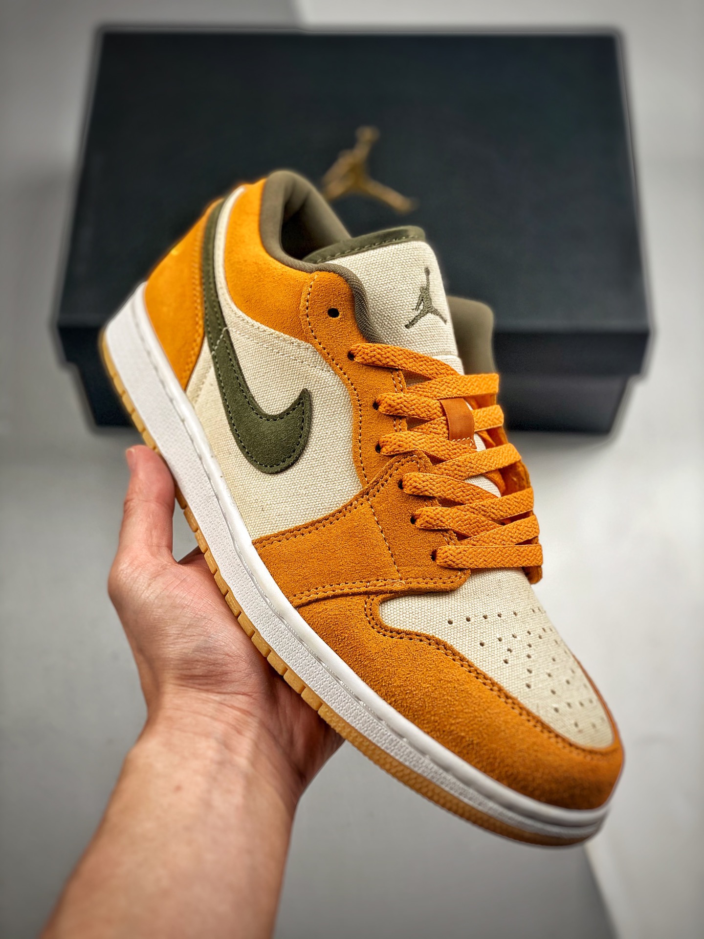 -4 Versión de verificación Air Jordan 1 Low Amarillo verdoso Único en el mercado con piel de primera capa exclusiva, de…