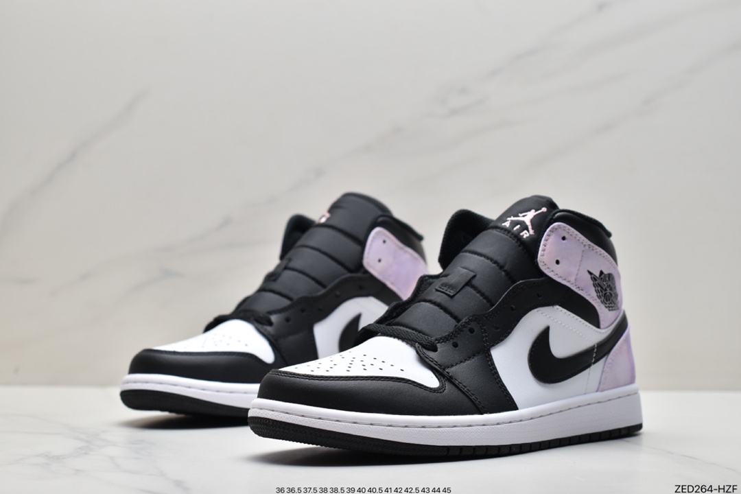 260 原厂级别 Air Jordan AJ1 Mid 帮中 白黑紫 554724-095