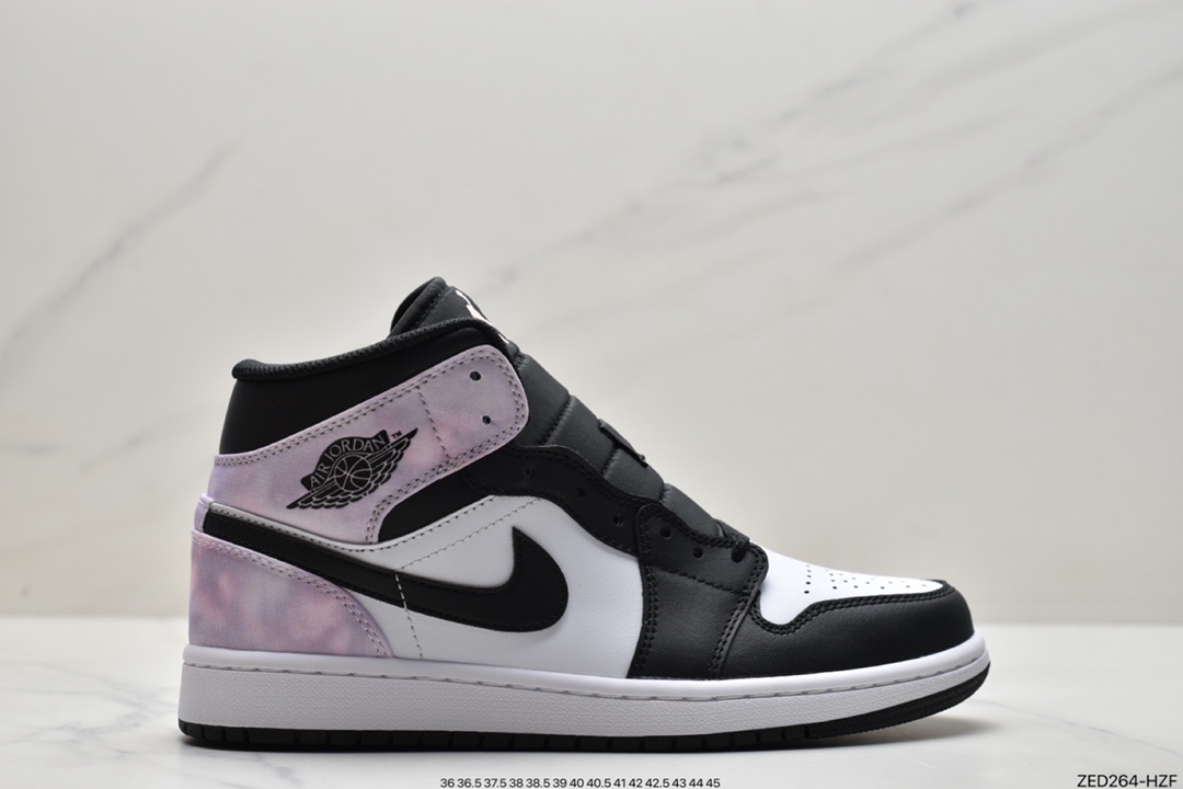 260 原厂级别 Air Jordan AJ1 Mid 帮中 白黑紫 554724-095