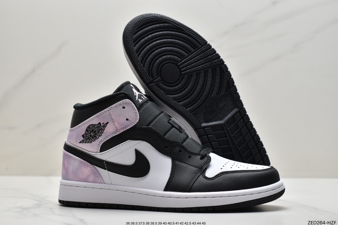 260 原厂级别 Air Jordan AJ1 Mid 帮中 白黑紫 554724-095