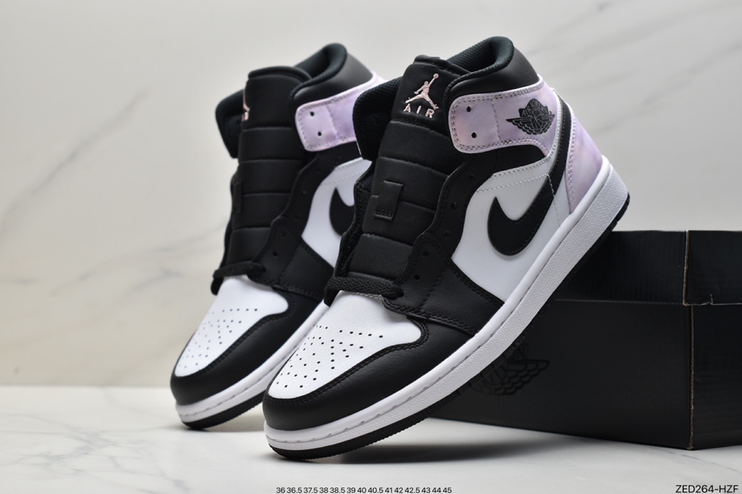 260 原厂级别 Air Jordan AJ1 Mid 帮中 白黑紫 554724-095