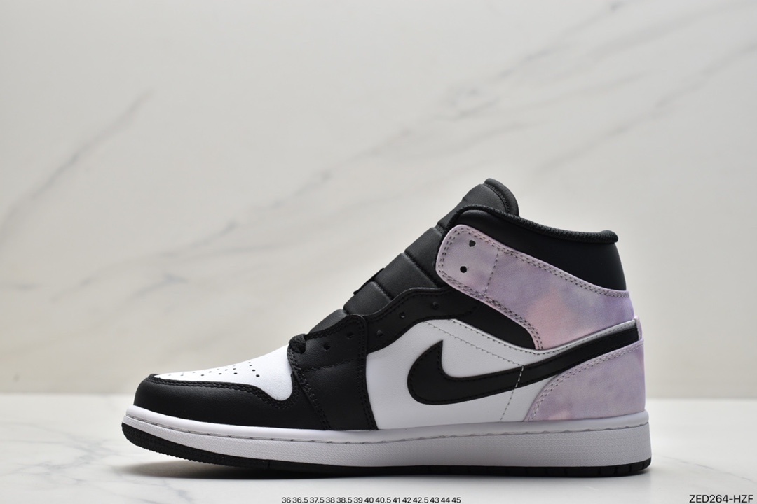 260 原厂级别 Air Jordan AJ1 Mid 帮中 白黑紫 554724-095