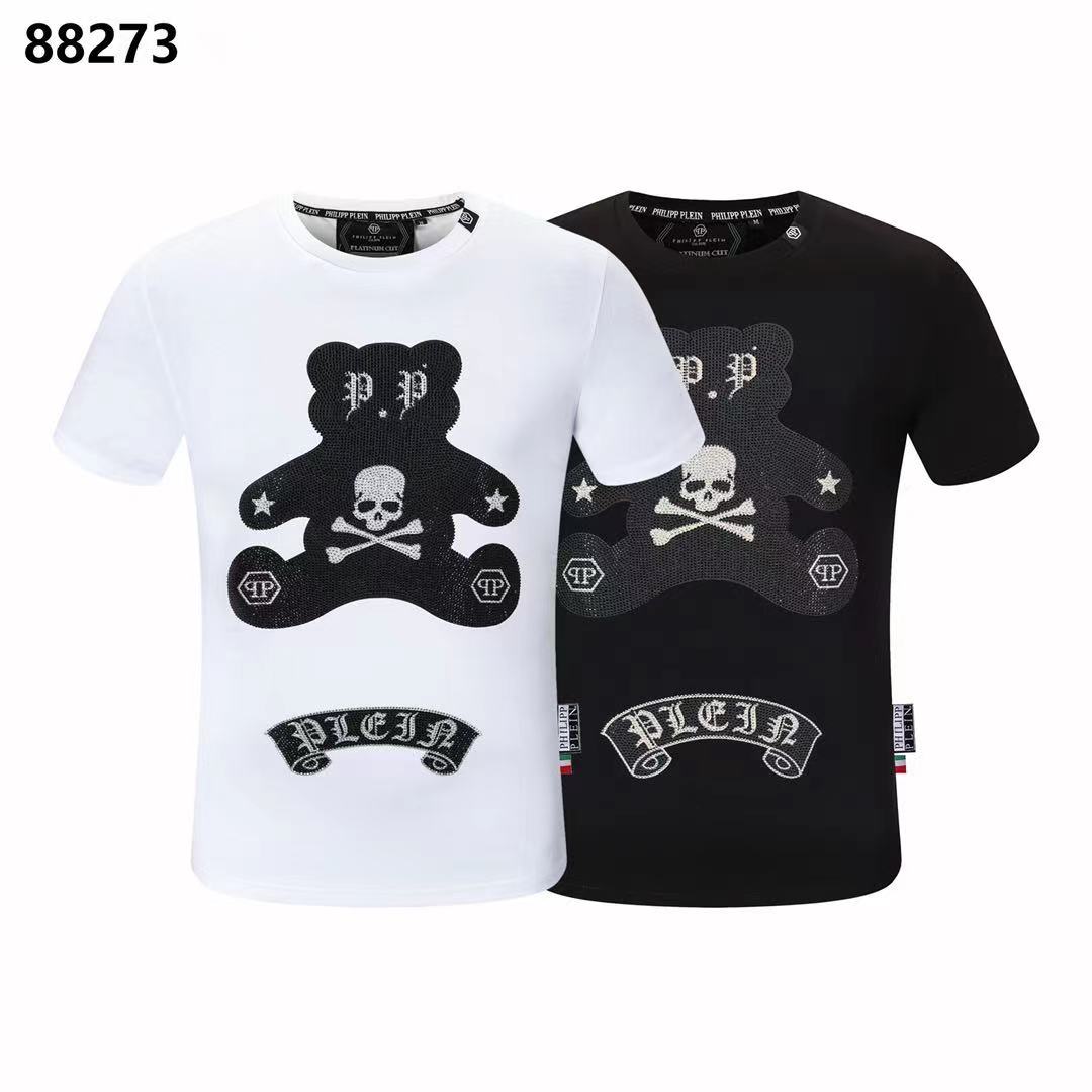 Philipp Plein Clothing T-Shirt Black White Men Spring/Summer Collection Short Sleeve