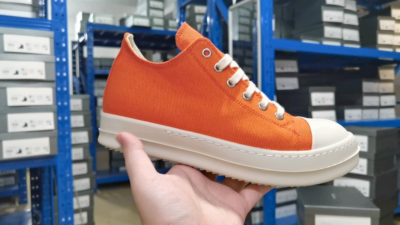 RICK OWENS低帮款帆布鞋橙色火爆上市原版奶香底，原厂台湾进口细纹布，尺码34-sbed 独家外贸sbed码 MMDBA7