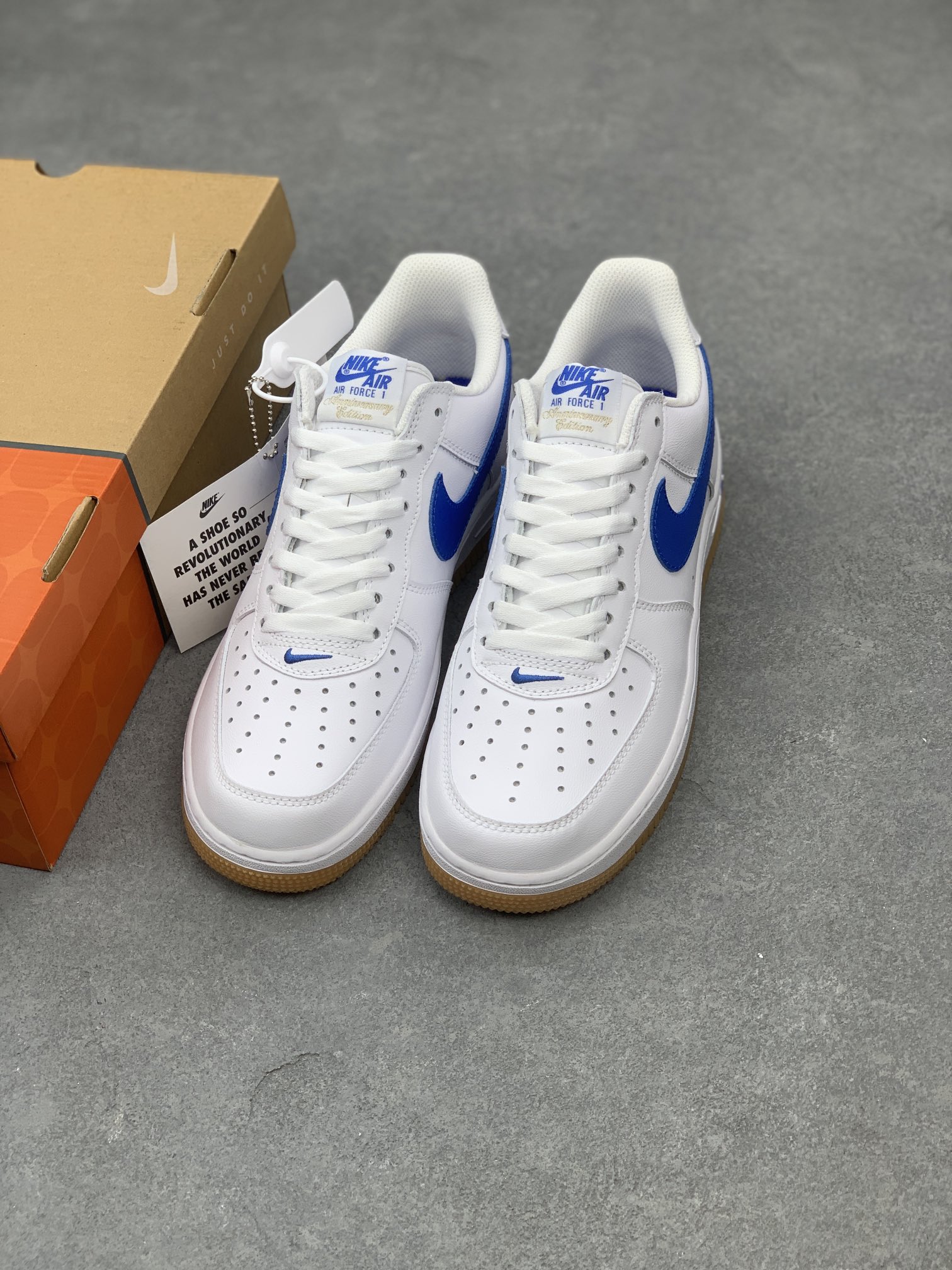 Nike Air Force 1 Low White Royal Blue Gum Bottom Sneakers 9 i1658681229 4503 7