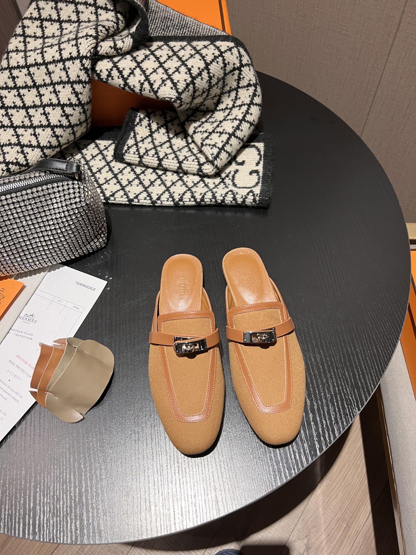 Hermes Shoes Half Slippers AAA Replica
 Brown Platinum White Sewing Calfskin Cowhide Denim Genuine Leather Sheepskin Spring Collection