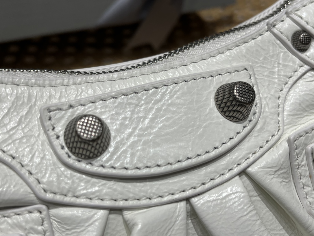 Balenciaga Le Cagole Mini 20CM 白色平纹月牙包 695814