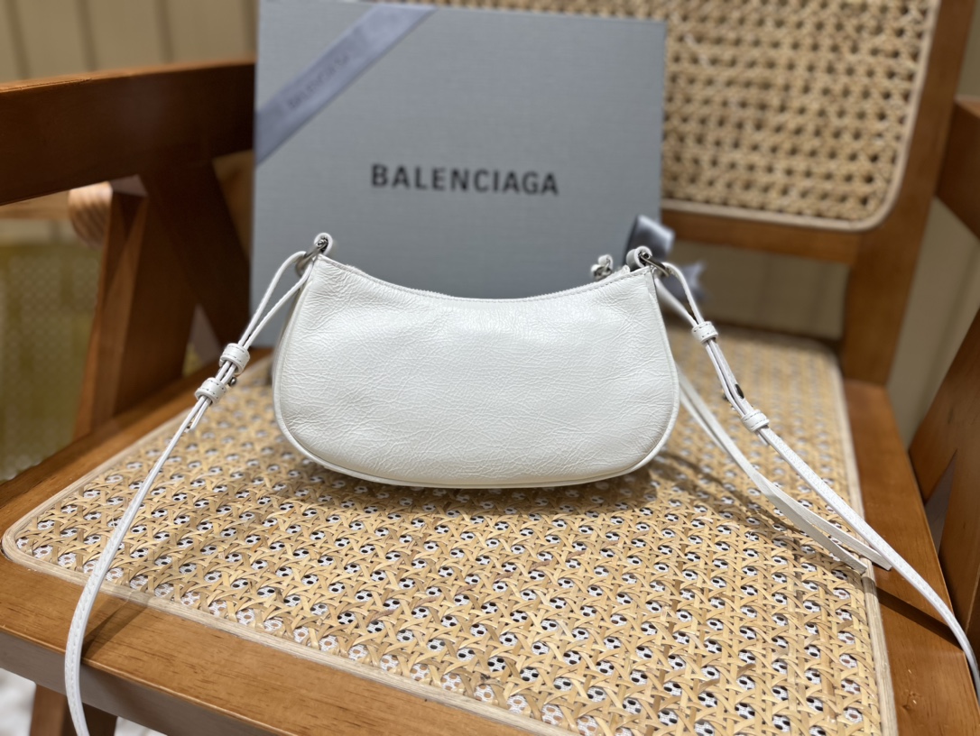 Balenciaga Le Cagole Mini 20CM 白色平纹月牙包 695814