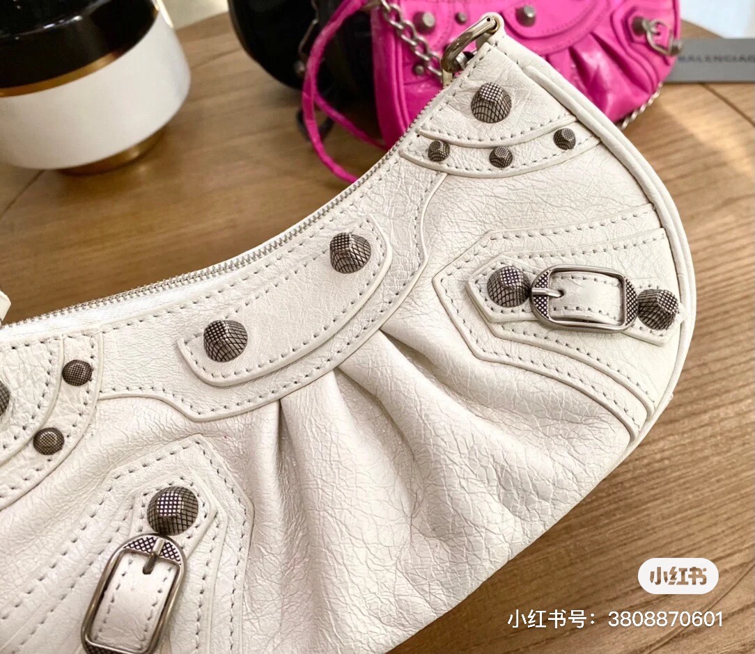 Balenciaga Le Cagole Mini 20CM 白色平纹月牙包 695814