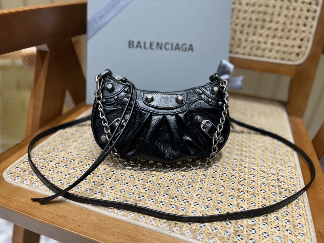 Balenciaga Le Cagole Mini 20CM 黑色平纹月牙包 695814