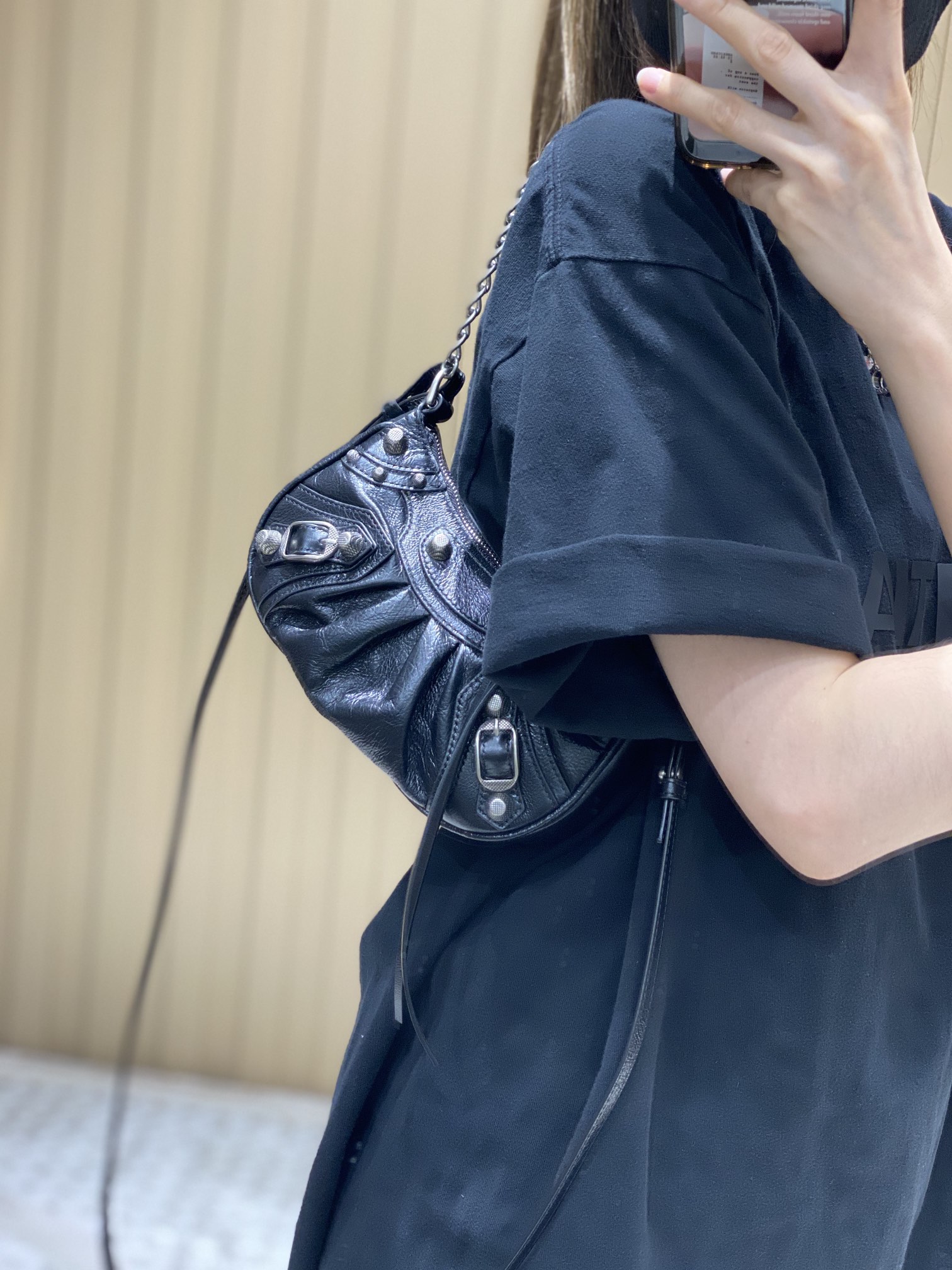 Balenciaga Le Cagole Mini 20CM 黑色平纹月牙包 695814