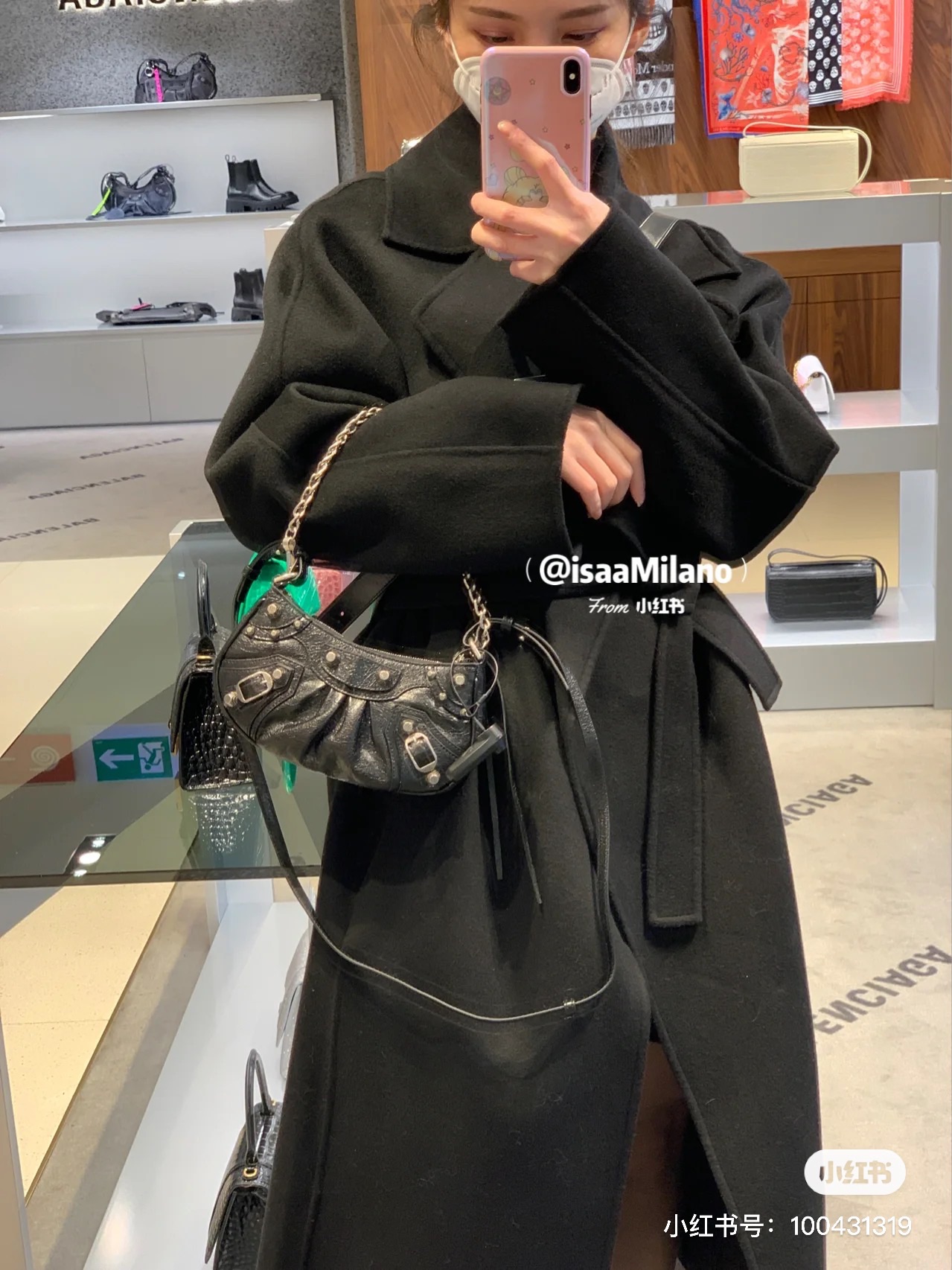 Balenciaga Le Cagole Mini 20CM 黑色平纹月牙包 695814