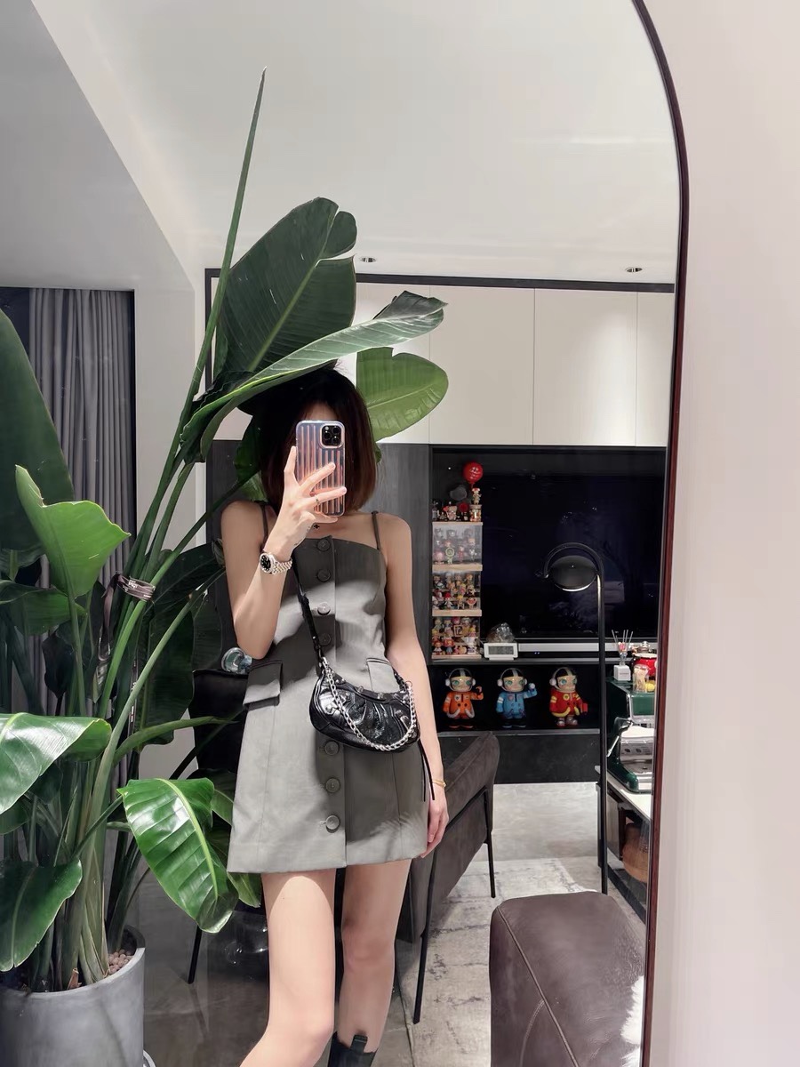 Balenciaga Le Cagole Mini 20CM 黑色平纹月牙包 695814