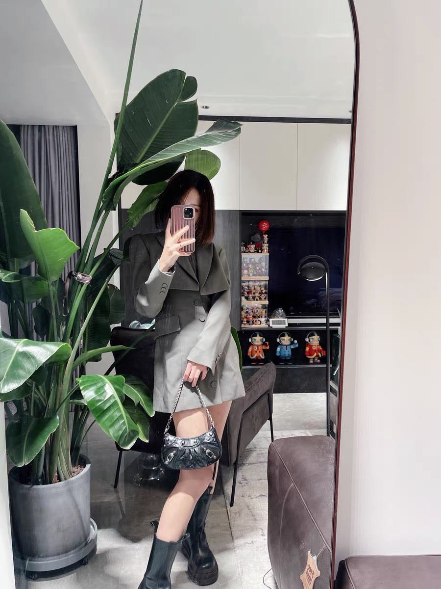 Balenciaga Le Cagole Mini 20CM 黑色平纹月牙包 695814