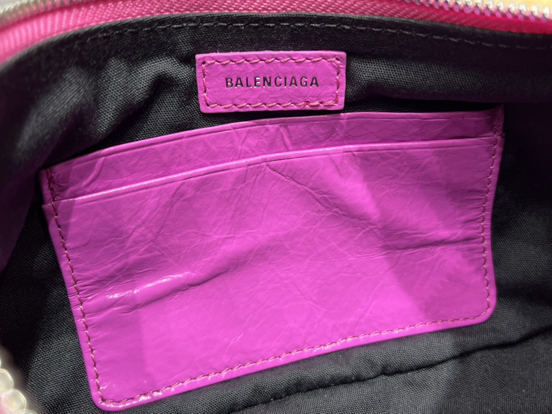 Balenciaga Le Cagole Mini 20CM 玫红色平纹月牙包 695814