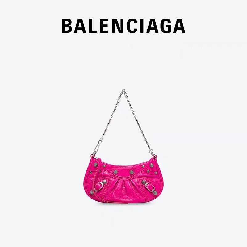 Balenciaga Le Cagole Mini 20CM 玫红色平纹月牙包 695814