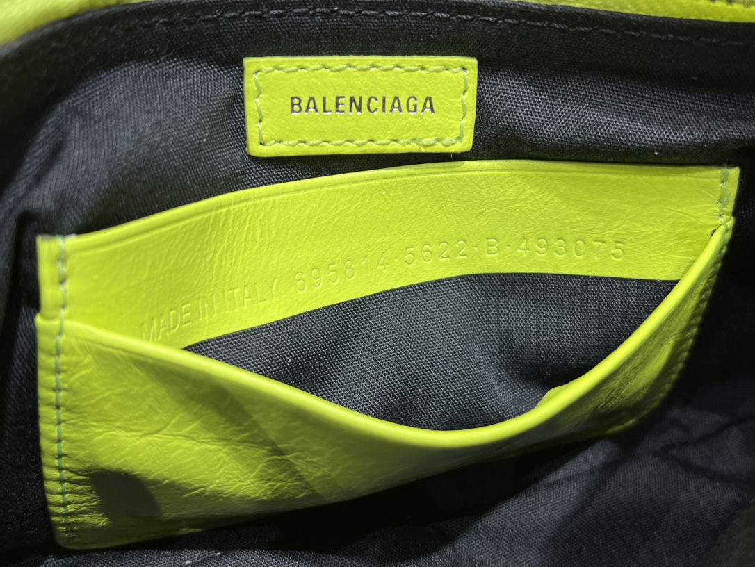 Balenciaga Le Cagole Mini 20CM 荧光黄平纹月牙包 695814