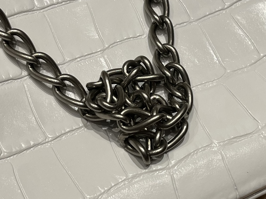 Balenciaga Le Cagole Mini 20CM 白色鳄鱼纹月牙包 695814