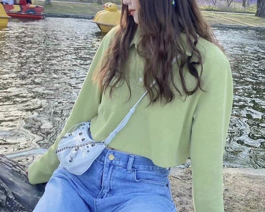 Balenciaga Le Cagole Mini 20CM 白色鳄鱼纹月牙包 695814