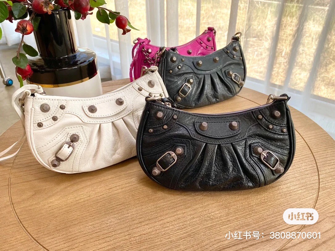 Balenciaga Le Cagole Mini 20CM 白色平纹月牙包 695814