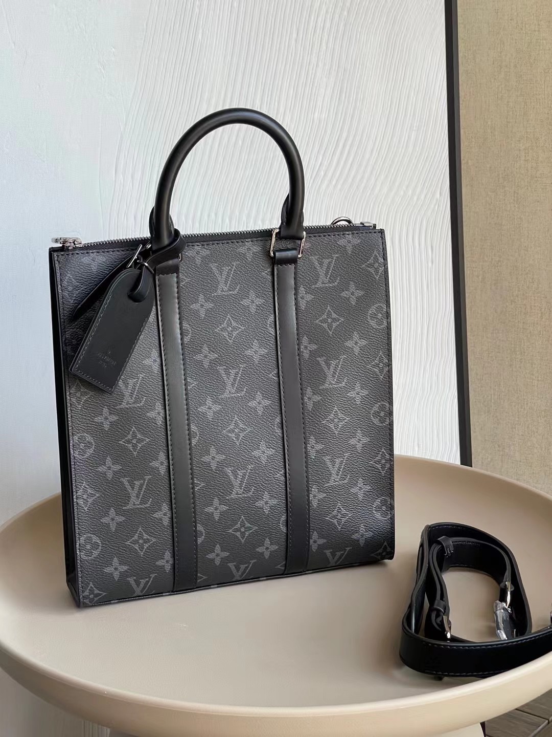 Louis Vuitton LV Sac Plat Bags Handbags Wholesale Replica Shop
 Black Monogram Eclipse Canvas M46098