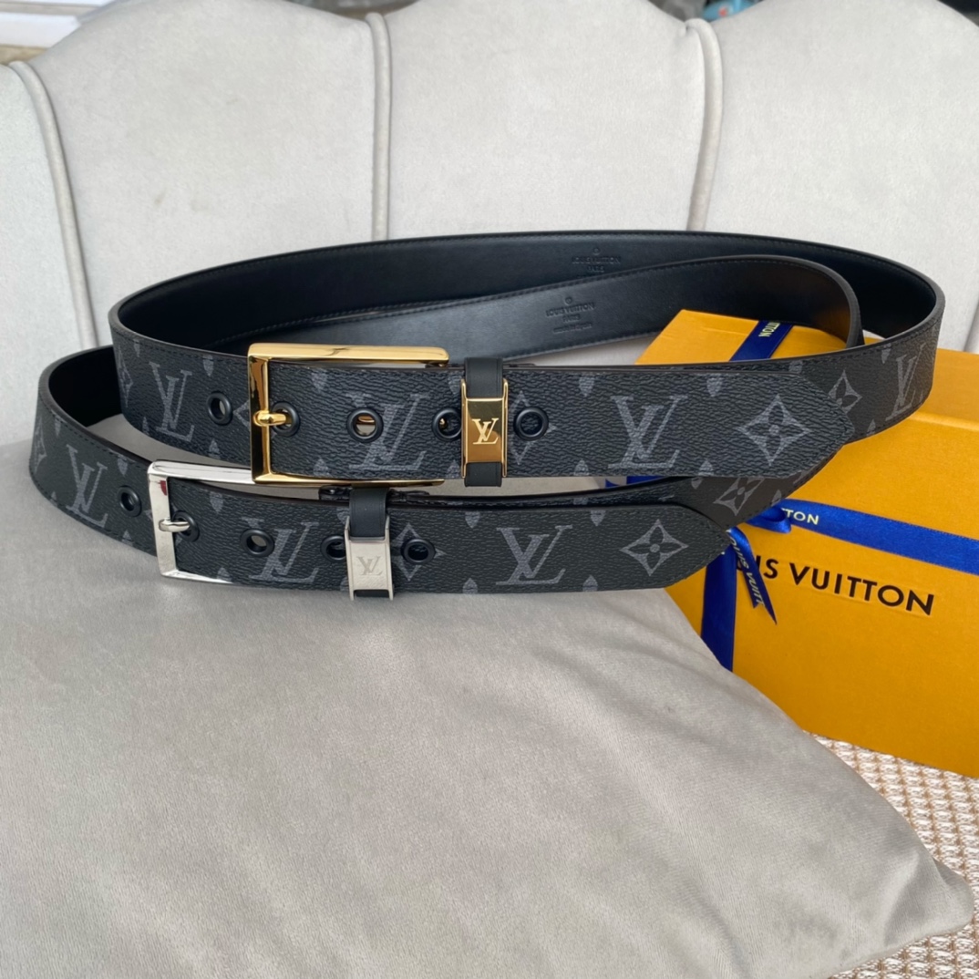 Louis Vuitton Belts Men Calfskin Cowhide