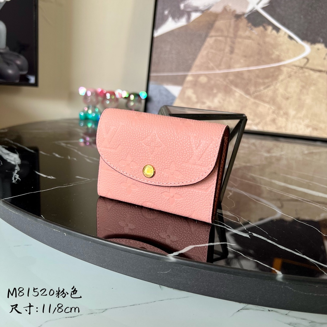 芯片版M81520粉色新款女士零钱包卡包小巧玲珑却极为实用此款多彩信封式零钱包是现代女性都市生活中的完美